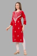 Women’s Lakhnavi Chikankari Kurti | Ethnic Embroidered Cotton Kurti for Women | Stylish Casual & Festive Wear Kurti
