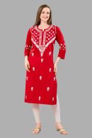 Women’s Lakhnavi Chikankari Kurti | Ethnic Embroidered Cotton Kurti for Women | Stylish Casual & Festive Wear Kurti