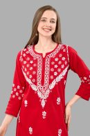 Women’s Lakhnavi Chikankari Kurti | Ethnic Embroidered Cotton Kurti for Women | Stylish Casual & Festive Wear Kurti