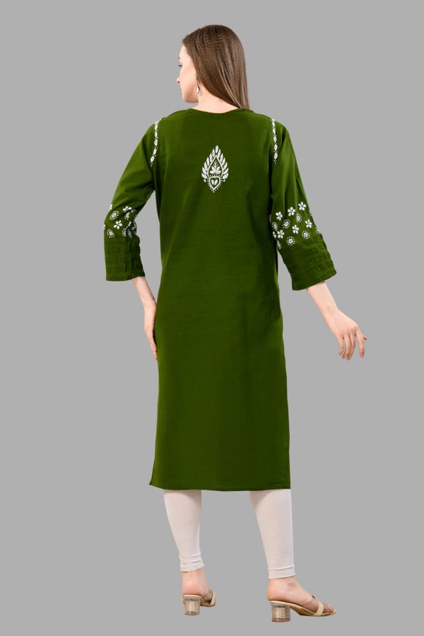 Women’s Lakhnavi Chikankari Kurti | Ethnic Embroidered Cotton Kurti for Women | Stylish Casual & Festive Wear Kurti - Image 3