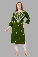 Women’s Lakhnavi Chikankari Kurti | Ethnic Embroidered Cotton Kurti for Women | Stylish Casual & Festive Wear Kurti