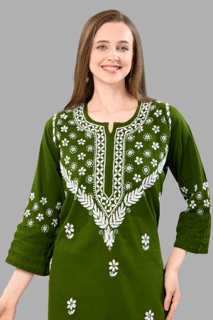 Women’s Lakhnavi Chikankari Kurti | Ethnic Embroidered Cotton Kurti for Women | Stylish Casual & Festive Wear Kurti