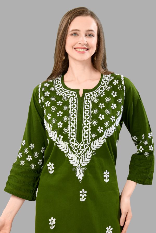Women’s Lakhnavi Chikankari Kurti | Ethnic Embroidered Cotton Kurti for Women | Stylish Casual & Festive Wear Kurti