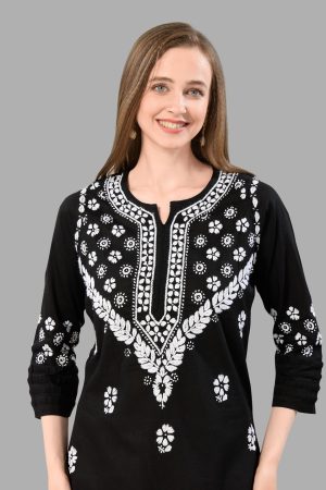 Women's Lakhnavi Chikankari Kurti | Ethnic Embroidered Cotton Kurti for Women | Stylish Casual & Festive Wear Kurti
