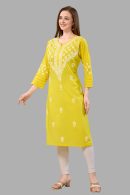 Women’s Lakhnavi Chikankari Kurti | Ethnic Embroidered Cotton Kurti for Women | Stylish Casual & Festive Wear Kurti