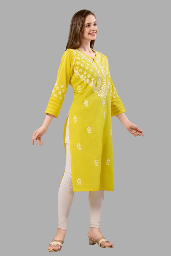 Women’s Lakhnavi Chikankari Kurti | Ethnic Embroidered Cotton Kurti for Women | Stylish Casual & Festive Wear Kurti - Image 5
