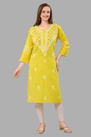 Women’s Lakhnavi Chikankari Kurti | Ethnic Embroidered Cotton Kurti for Women | Stylish Casual & Festive Wear Kurti