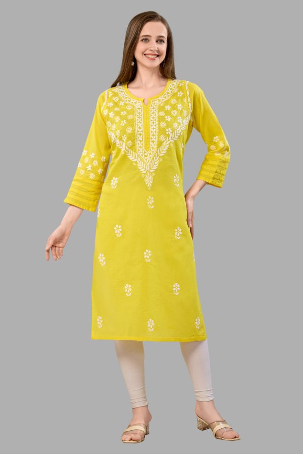 Women’s Lakhnavi Chikankari Kurti | Ethnic Embroidered Cotton Kurti for Women | Stylish Casual & Festive Wear Kurti - Image 2