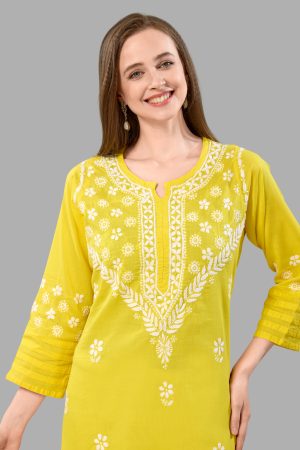 Women’s Lakhnavi Chikankari Kurti | Ethnic Embroidered Cotton Kurti for Women | Stylish Casual & Festive Wear Kurti