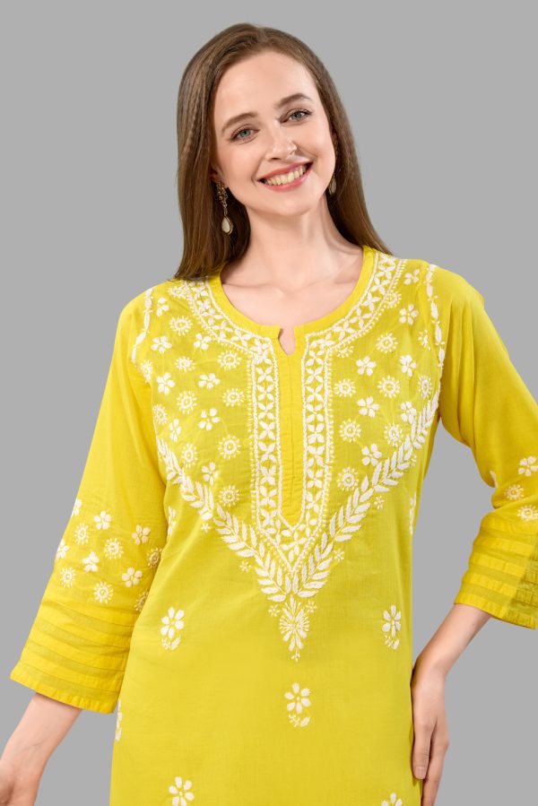 Women’s Lakhnavi Chikankari Kurti | Ethnic Embroidered Cotton Kurti for Women | Stylish Casual & Festive Wear Kurti
