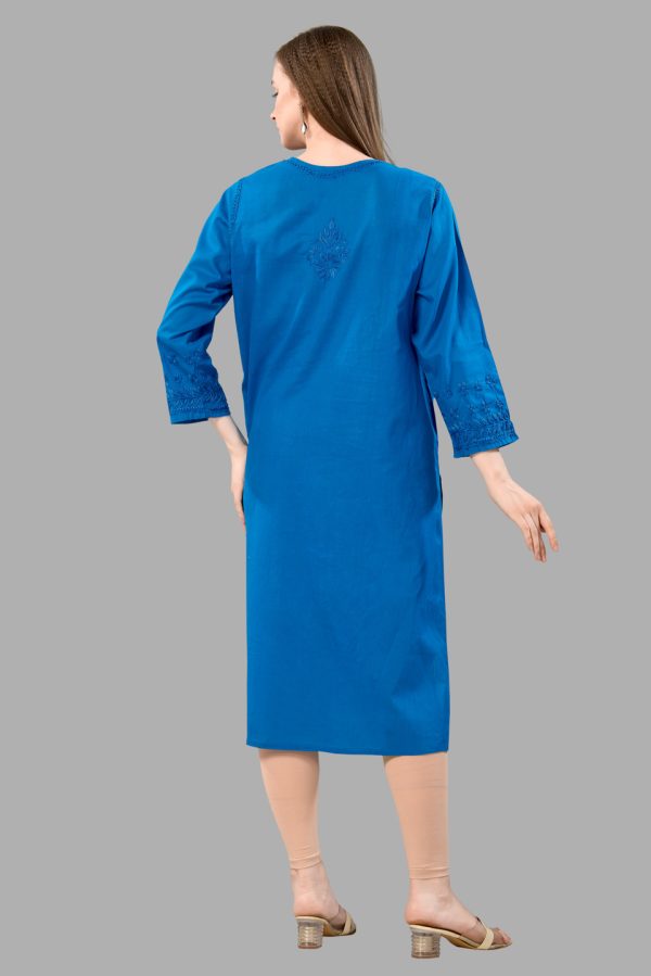 Women’s Lakhnavi Chikankari Kurti | Ethnic Embroidered Cotton Kurti for Women | Stylish Casual & Festive Wear Kurti - Image 4