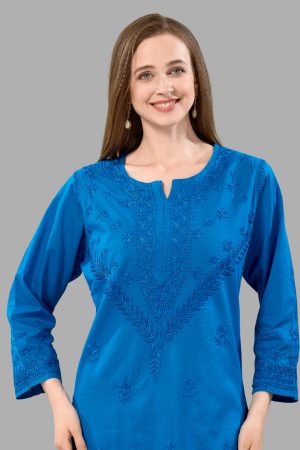 Women’s Lakhnavi Chikankari Kurti | Ethnic Embroidered Cotton Kurti for Women | Stylish Casual & Festive Wear Kurti