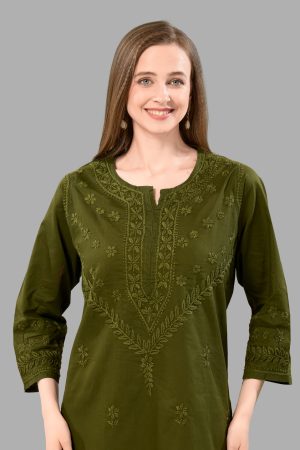 Women’s Lakhnavi Chikankari Kurti | Ethnic Embroidered Cotton Kurti for Women | Stylish Casual & Festive Wear Kurti