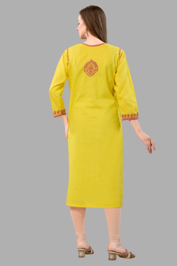 Women’s Lakhnavi Chikankari Kurti | Ethnic Embroidered Cotton Kurti for Women | Stylish Casual & Festive Wear Kurti - Image 4
