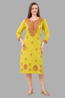 Women’s Lakhnavi Chikankari Kurti | Ethnic Embroidered Cotton Kurti for Women | Stylish Casual & Festive Wear Kurti
