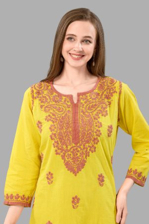 Women’s Lakhnavi Chikankari Kurti | Ethnic Embroidered Cotton Kurti for Women | Stylish Casual & Festive Wear Kurti
