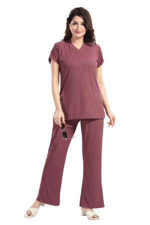 Women's V-Neck Short Sleeve Top and Flared Pants Set | Casual Two-Piece Outfit | Co-ord Set For Women Stylish