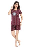 Women's Cotton Printed Top and Shorts | Summer Night Suit Set of Top and Shorts | Comfortable Nightwear