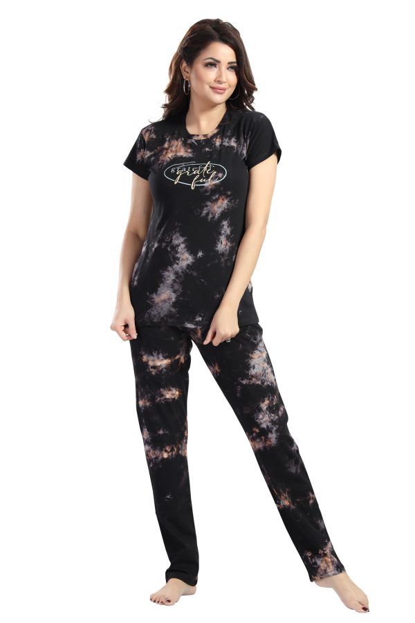 Women's Tie-Dye Loungewear Set | Cotton T-Shirt and Capri Pants | Multicolor Capri Set for Women & Girls - Image 2