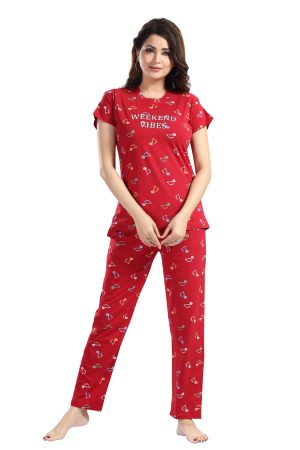 Printed Nightsuit Set Women | Modern Printed Pajama Set & Nightdress for Girls | Trendy Print Pajama Set