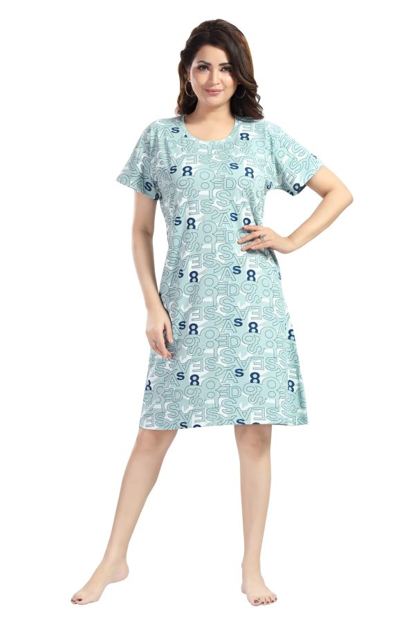Women's Printed Casual Relaxed Cotton Knee Length Regular Fit Nighty | Cotton Short Nighty for Girls & Ladies - Image 4