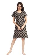 Women's Printed Casual Relaxed Cotton Knee Length Regular Fit Nighty | Cotton Short Nighty for Girls & Ladies