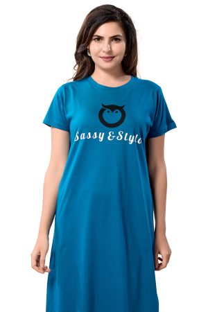 Women's Solid Printed Casual Relaxed Cotton Knee Length Regular Fit Nighty | Cotton Short Nighty for Girls & Ladies